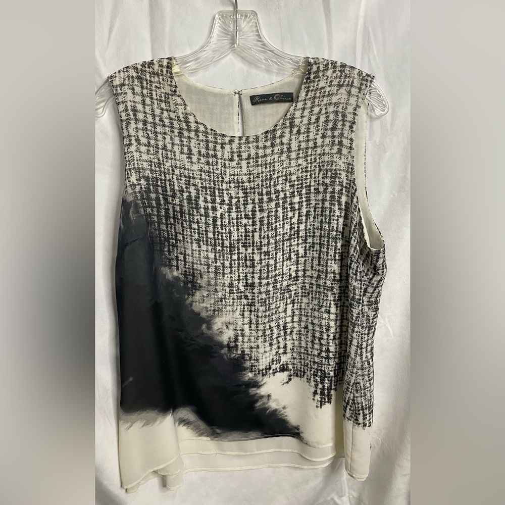 Black and Cream sleeveless blouse